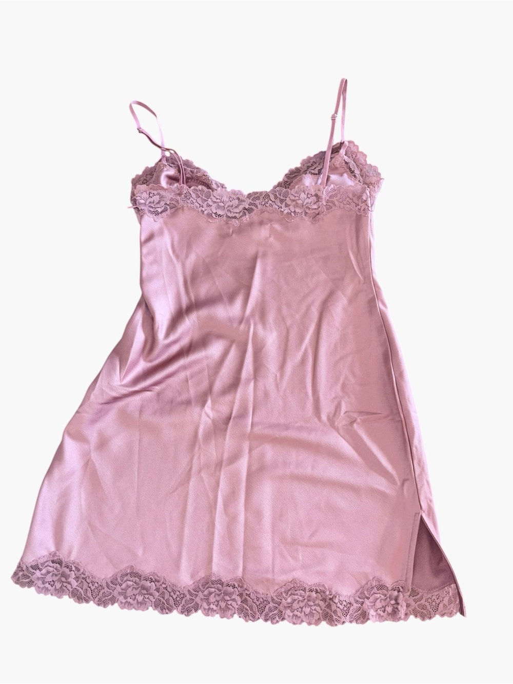 House of CB 'Nia' Rose Pink Satin + Lace Slip Dress NWOT - Picture 6 of 16